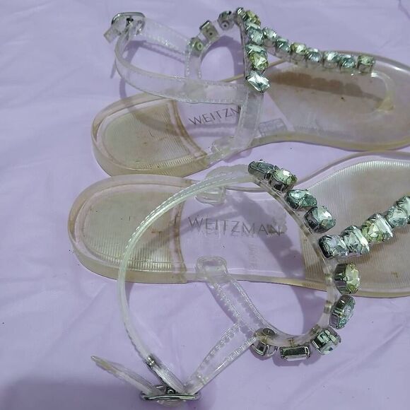 Stuart weitzman womens size 7 clear strong jelly bean  sandals embellished - Picture 2 of 6